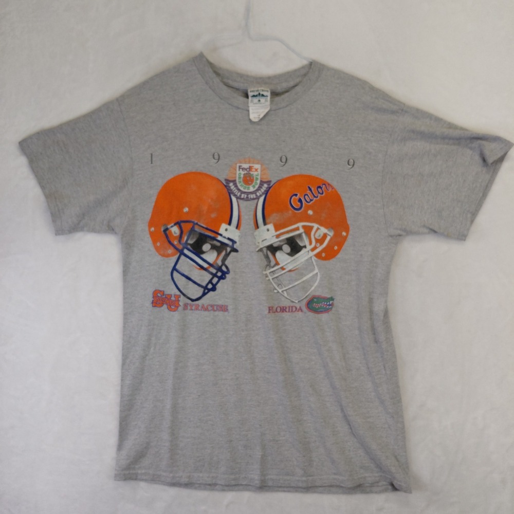 Vintage 1999 Orange Bowl Syracuse vs Florida Gators T-Shirt Mens Large Gray
